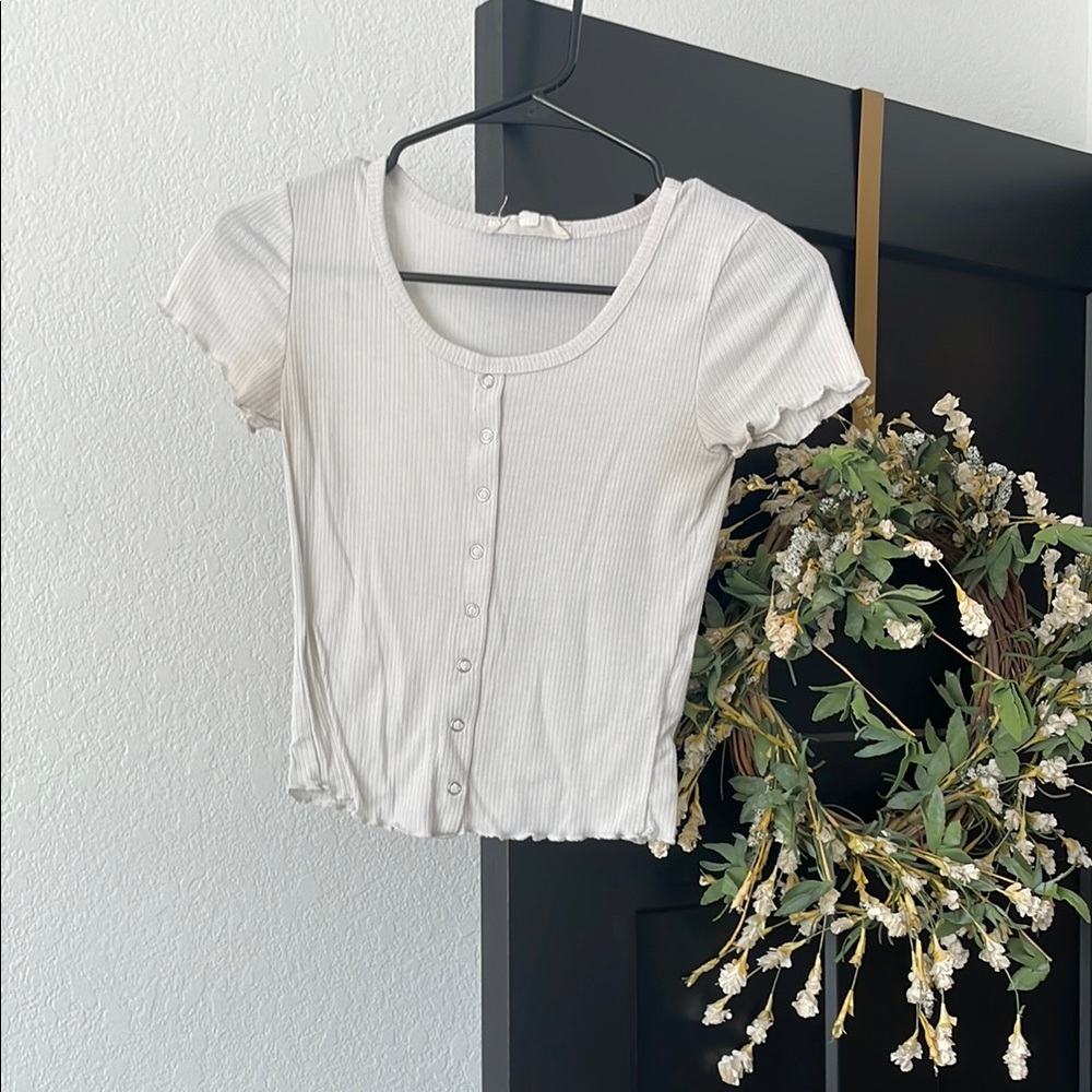 Women's Cream Button-Up Top